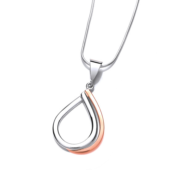 Silver and Copper Double Teardrop Pendant without Chain