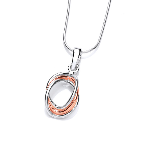 Silver and Copper Triple Oval Pendant without Chain