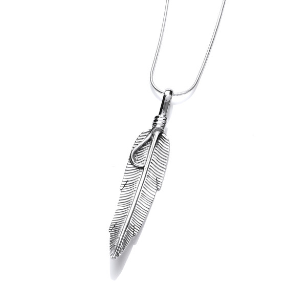 Silver Navajo Feather Pendant with 16-18 Silver Chain