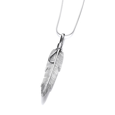 Silver Navajo Feather Pendant