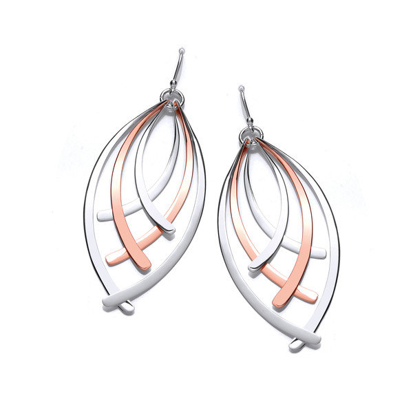 Silver and Copper Fan Earrings