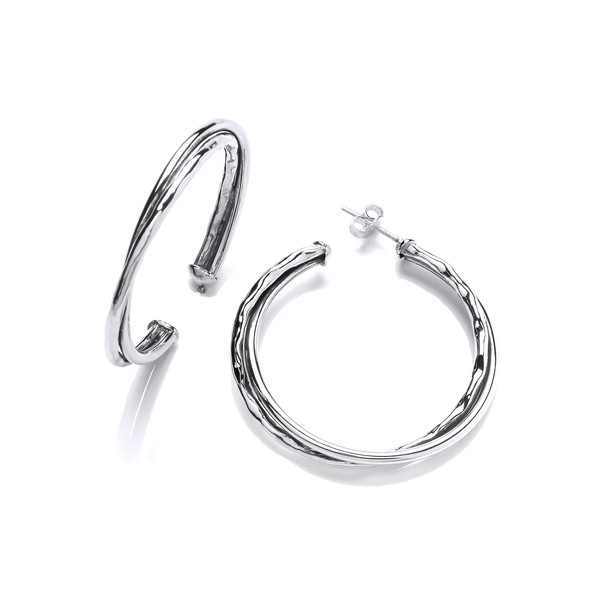 Silver Twist Double Hoop Earrings