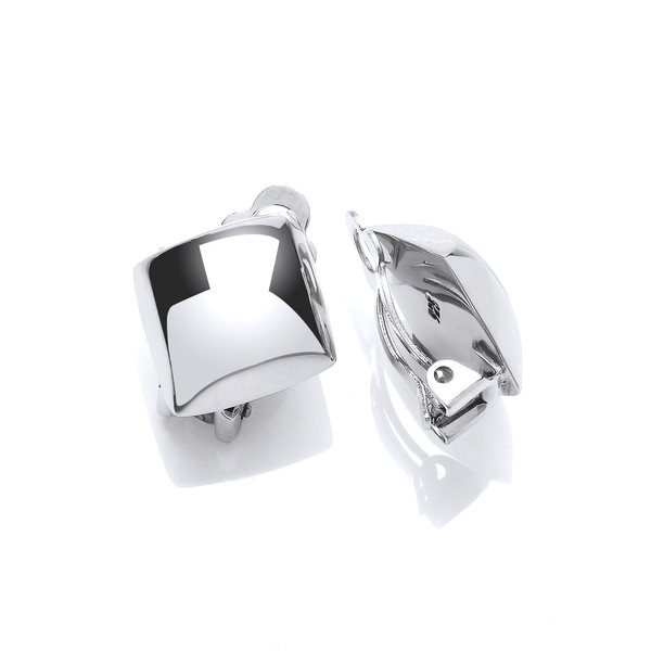 Silver Diamond Clip On Earrings