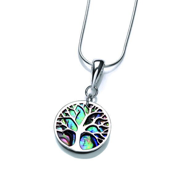 Silver and Abalone Tree of Life Pendant
