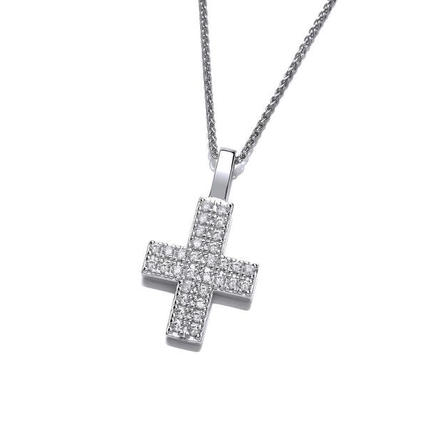 Silver and Cubic Zirconia Cross Pendant without Chain