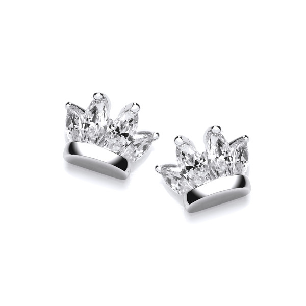 Silver and CZ Crown Earrings