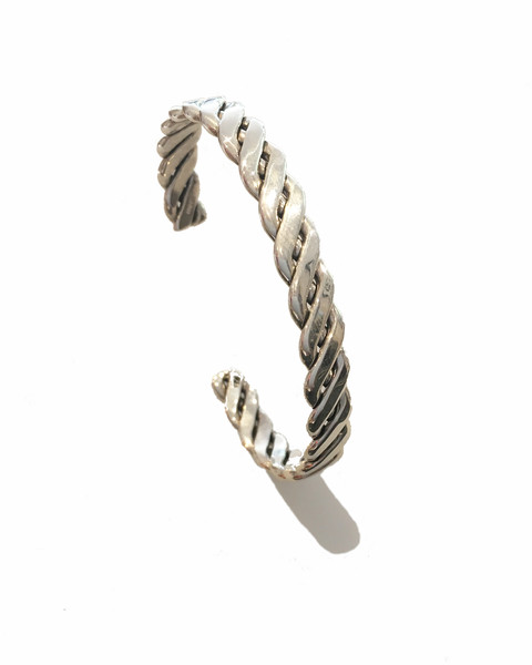 Sterling Silver Solid Chevron Weave Bangle