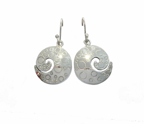 Sterling Silver Etched Swirl Earrings