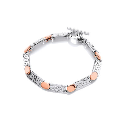 Sterling Silver and Copper Dot and Dash Bracelet