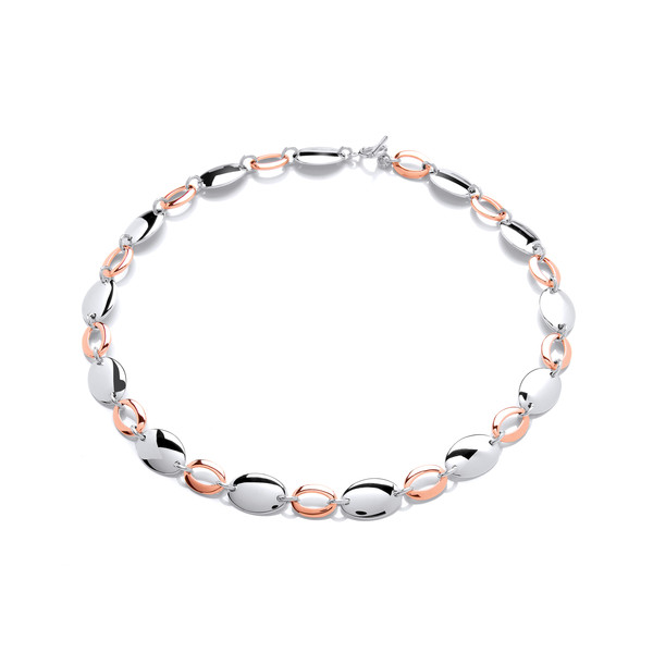 Sterling Silver and Copper Ovals Necklace