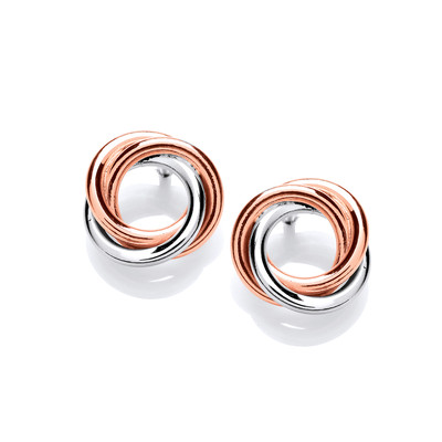 Sterling Silver and Copper Mini Wreath Earrings