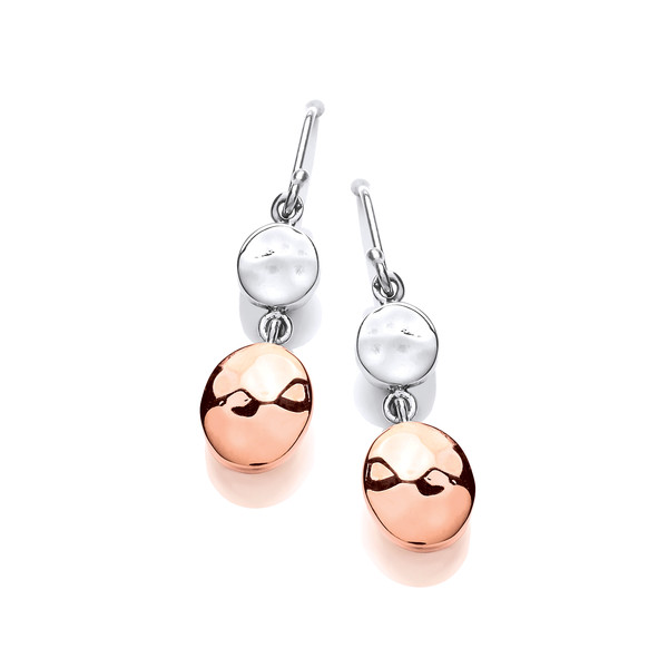 Sterling Silver Ball and Copper Drop Earrings