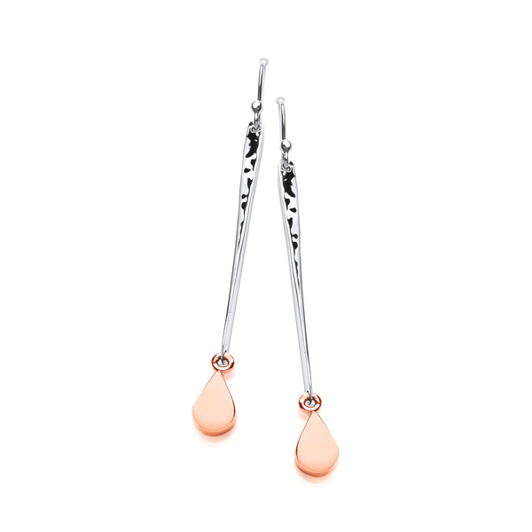 Silver and Copper Exclamation Teardrop Earrings