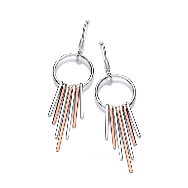 Sterling Silver and Copper Dreamcatcher Drop Earrings