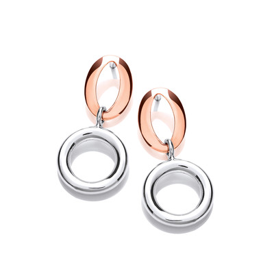 Sterling Silver and Copper Rings and Ovals Earrings