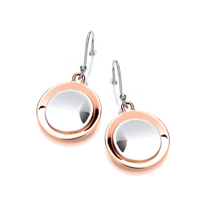 Sterling Silver and Copper Satellite Drop Earrings