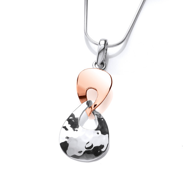 Sterling Silver and Copper Twist Pendant with Silver Chain Chain