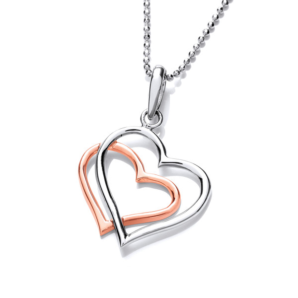Sterling Silver and Copper Entwined Heart Pendant
