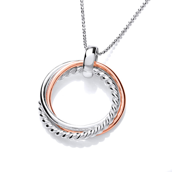 Sterling Silver and Copper Trio Ring Pendant without Chain