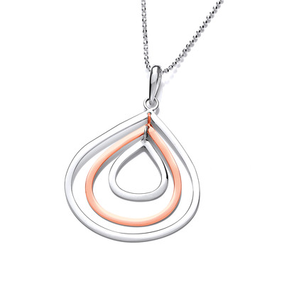 Sterling Silver and Copper Spinning Teardrop Pendant