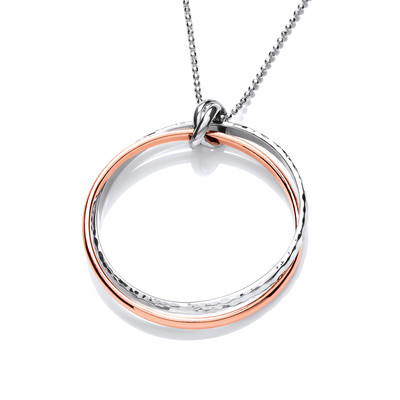 Sterling Silver and Copper Double Ring Pendant