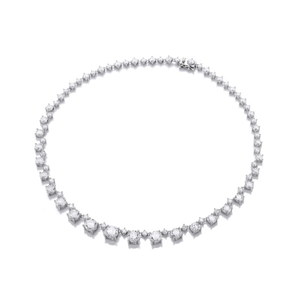 Silver and Cubic Zirconia Stunning Graduated Necklace