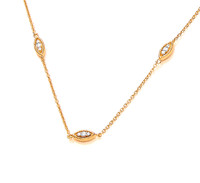 Silver, Cubic Zirconia and Gold Vermeil Single Strand Necklace
