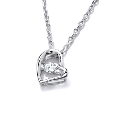 Silver and Cubic Zirconia Mini Dancing Heart Necklace