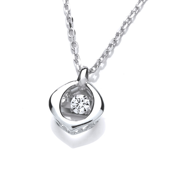 Silver and Cubic Zirconia Mini Dancing Oval Necklace