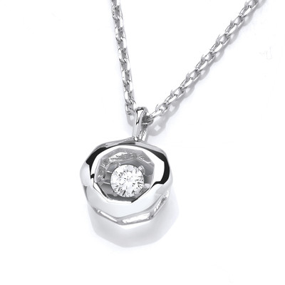 Silver and Cubic Zirconia Mini Dancing Circle Necklace