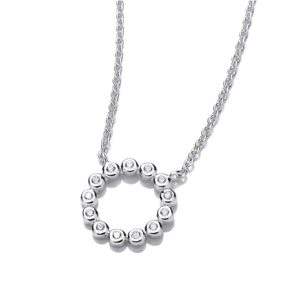 Silver and Cubic Zirconia Circle of Life Necklace