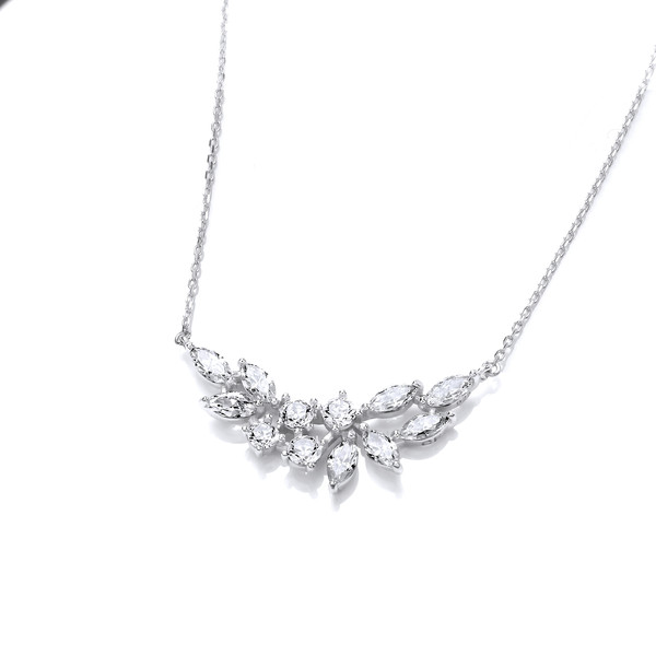 Silver and Cubic Zirconia Double Iris Necklace
