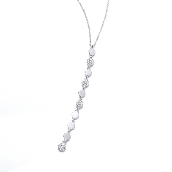 Silver and Cubic Zirconia Disco Necklace