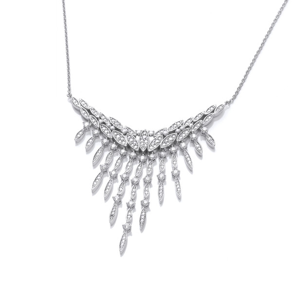 Silver and Cubic Zirconia Vintage Style Waterfall Necklace