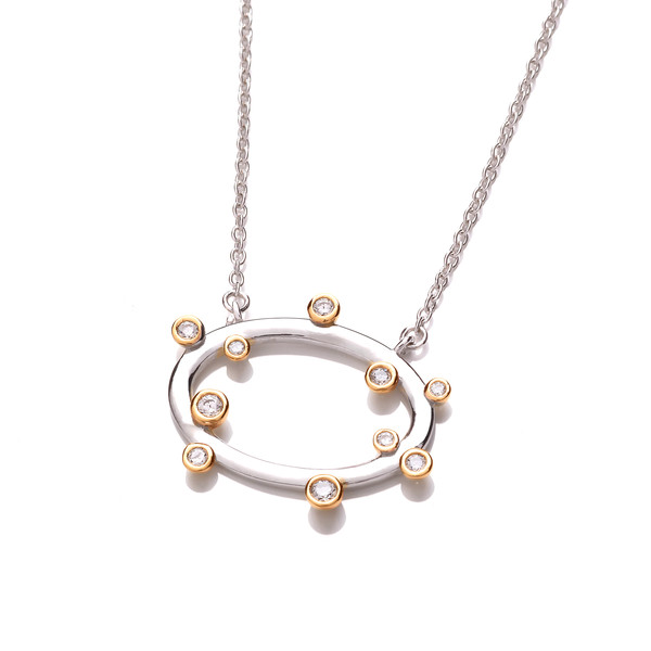 Silver, Cubic Zirconia and Gold Vermeil Bubbled Hoop Necklace