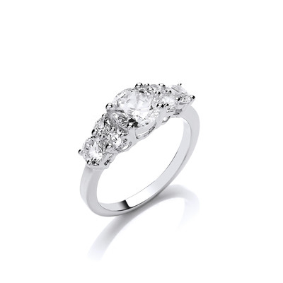 Silver & Cubic Zirconia Elegant Solitaires Ring