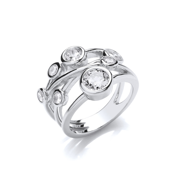 Silver & Cubic Zirconia Multi Strand Ring