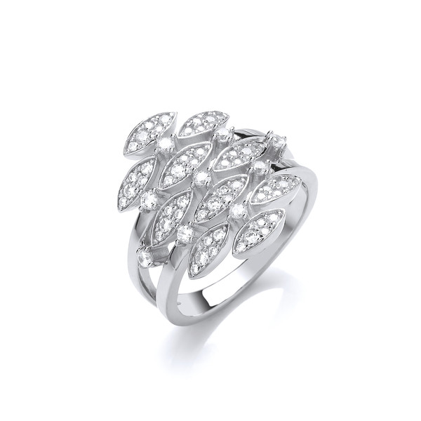 Silver & Cubic Zirconia Vintage Style Waterfall Ring