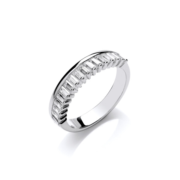 Silver & Baguette Cut Cubic Zirconia Ring