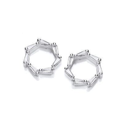 Silver & Cubic Zirconia Catherine Wheel Earrings