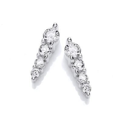 Silver & Graduated Cubic Zirconia Earrings