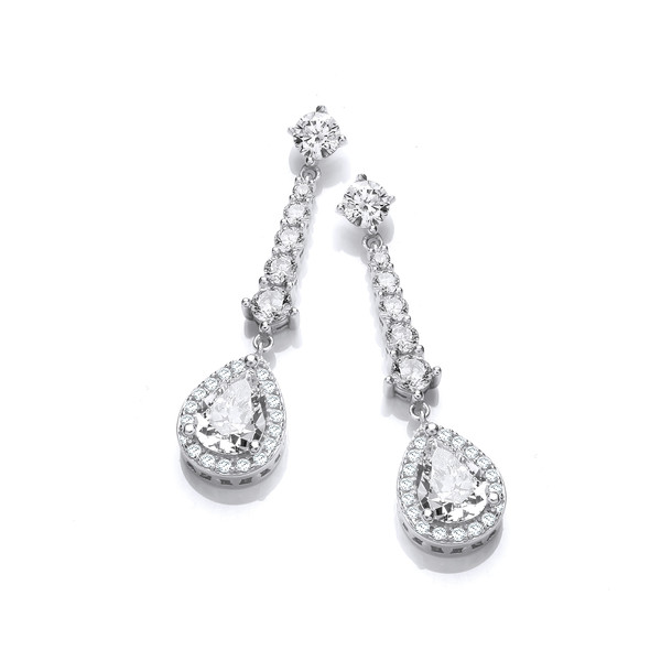 Silver & Cubic Zirconia Regency Drop Earrings