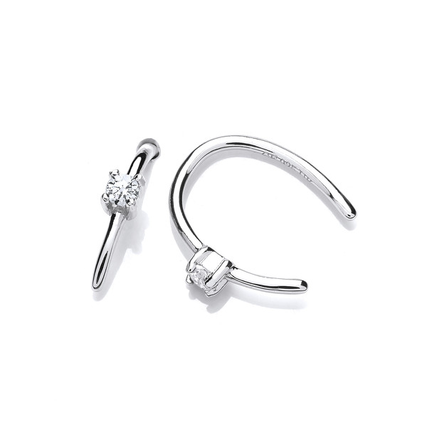Silver & Cubic Zirconia Loop Through Earrings