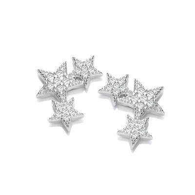Silver & Cubic Zirconia Shooting Stars Earrings