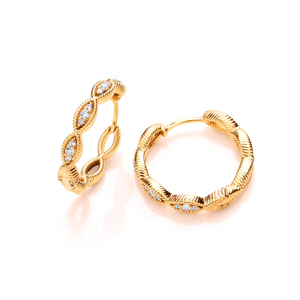 Silver, Cubic Zirconia and Gold Vermeil Lucky Eye Earrings