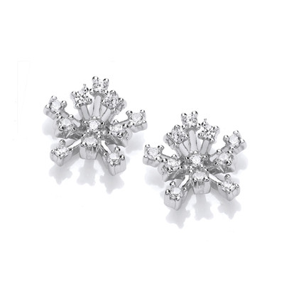 Silver & Cubic Zirconia Snow Crystal Earrings