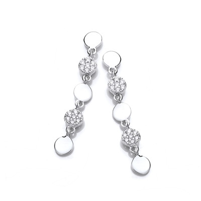 Silver & Cubic Zirconia Disco Drop Earrings