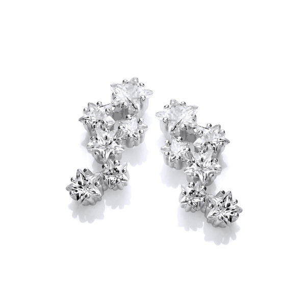 Silver & Cubic Zirconia Stars at Night Earrings