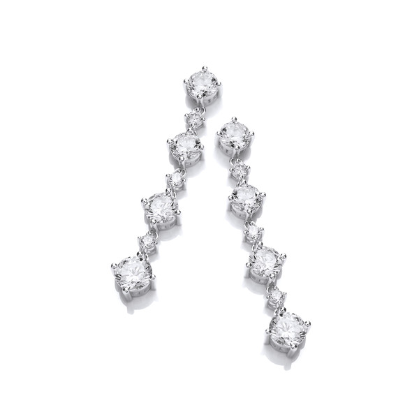 Silver & Cubic Zirconia Stunning Graduated Earrings