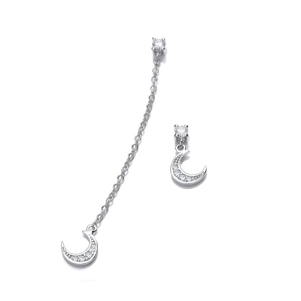 Silver CZ Long and Short Astral Drop Earrings
